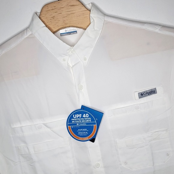 Columbia Tamiami II Omni Shade‎ Long Sleeve Shirt Men's Size XXL White NWT - Picture 1 of 10